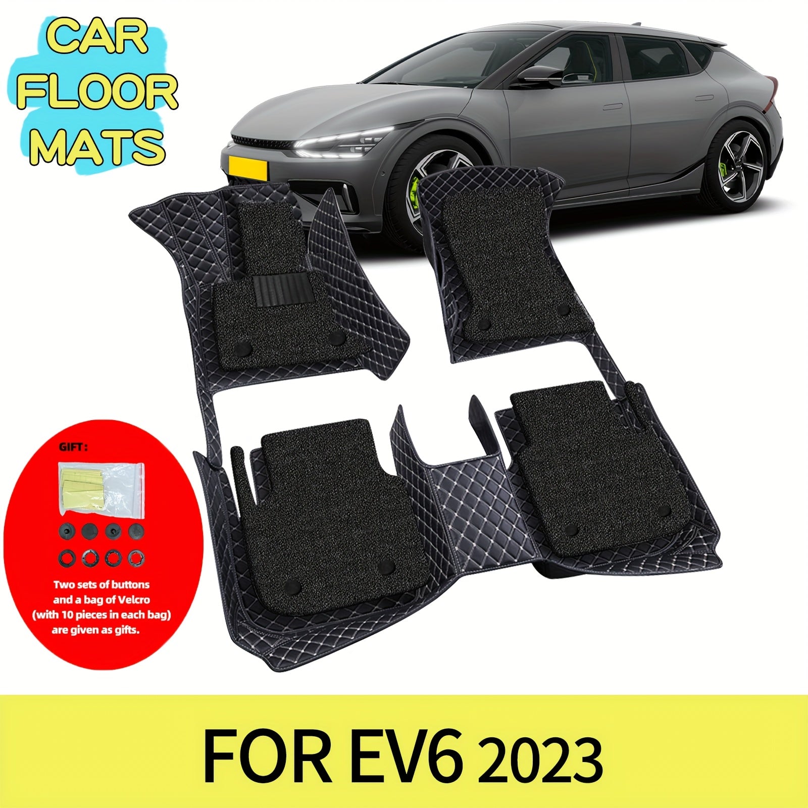 for Kia EV6 2023 PUPU LeatherPU Leathr Dual-Layer Left Hand Drive Car Floor Mats,