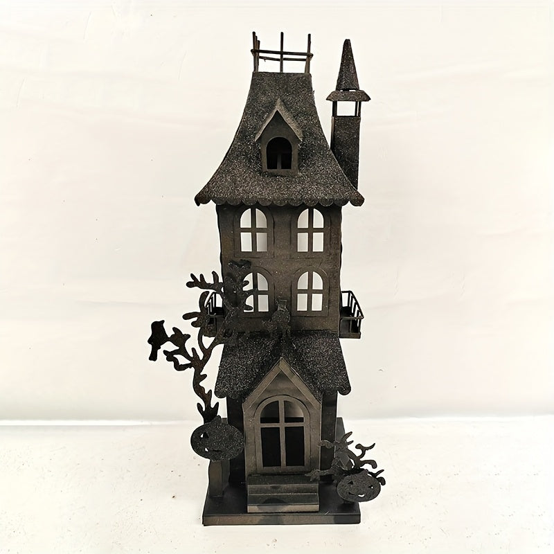 A Two-Tiered Pumpkin Spire Candelabra for a Haunted House, Perfect for Creating a Halloween Atmosphere. This Creative Candelabra Decoration Makes a Great Gift for Festive Occasions And Home Decor (Candles And Glass Not Includ
