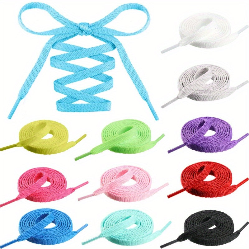 1pair Color Shoelaces Flat Sneakers Canvas Sports Shoelaces, Available In Multi Colors, Matching Use For Men Women