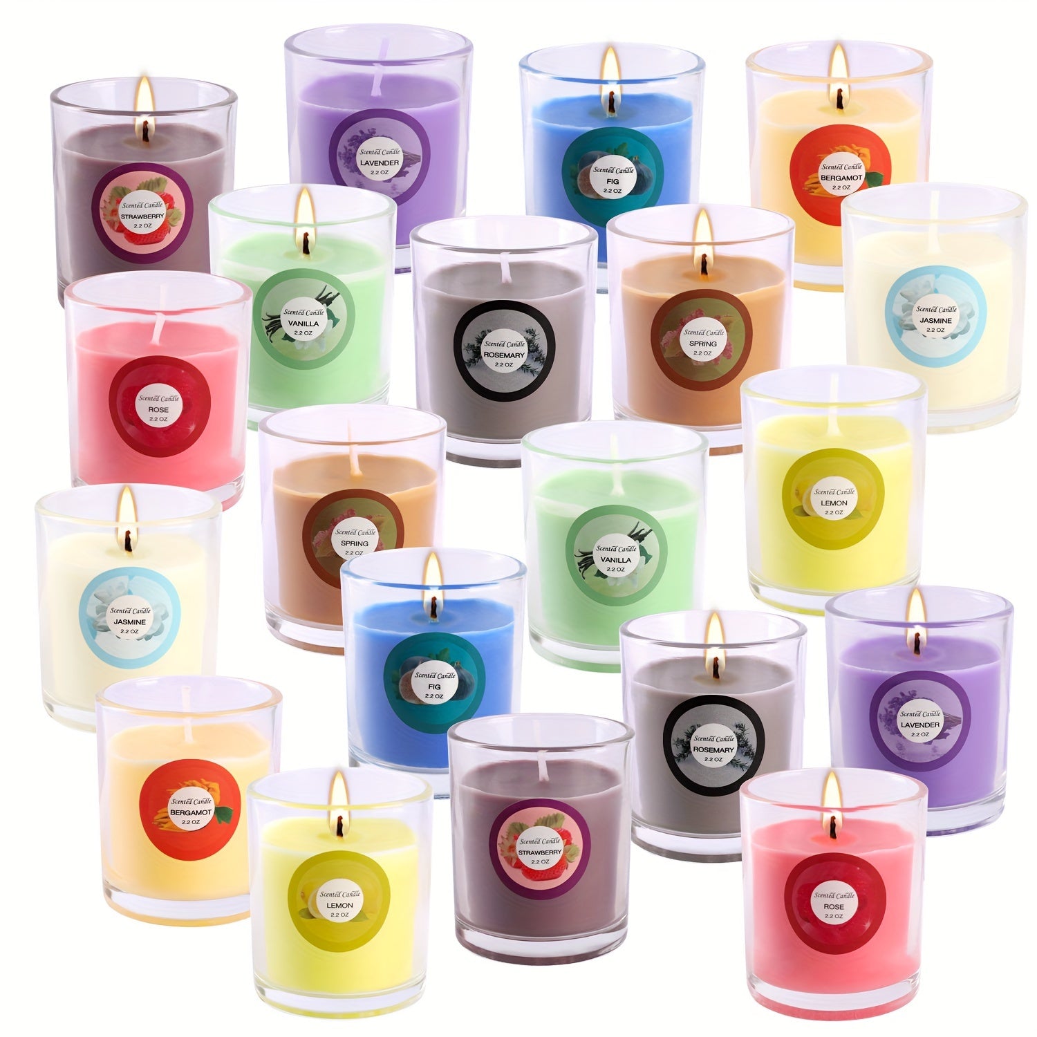 [Scented Candles Gift Set] 20 Packs of Strongly Scented Soy Wax Candles | 10 Scents, Glass Jar Candles Gift Set for Ladies Birthday, Mother's Day, Christmas, Valentine's Day, Halloween