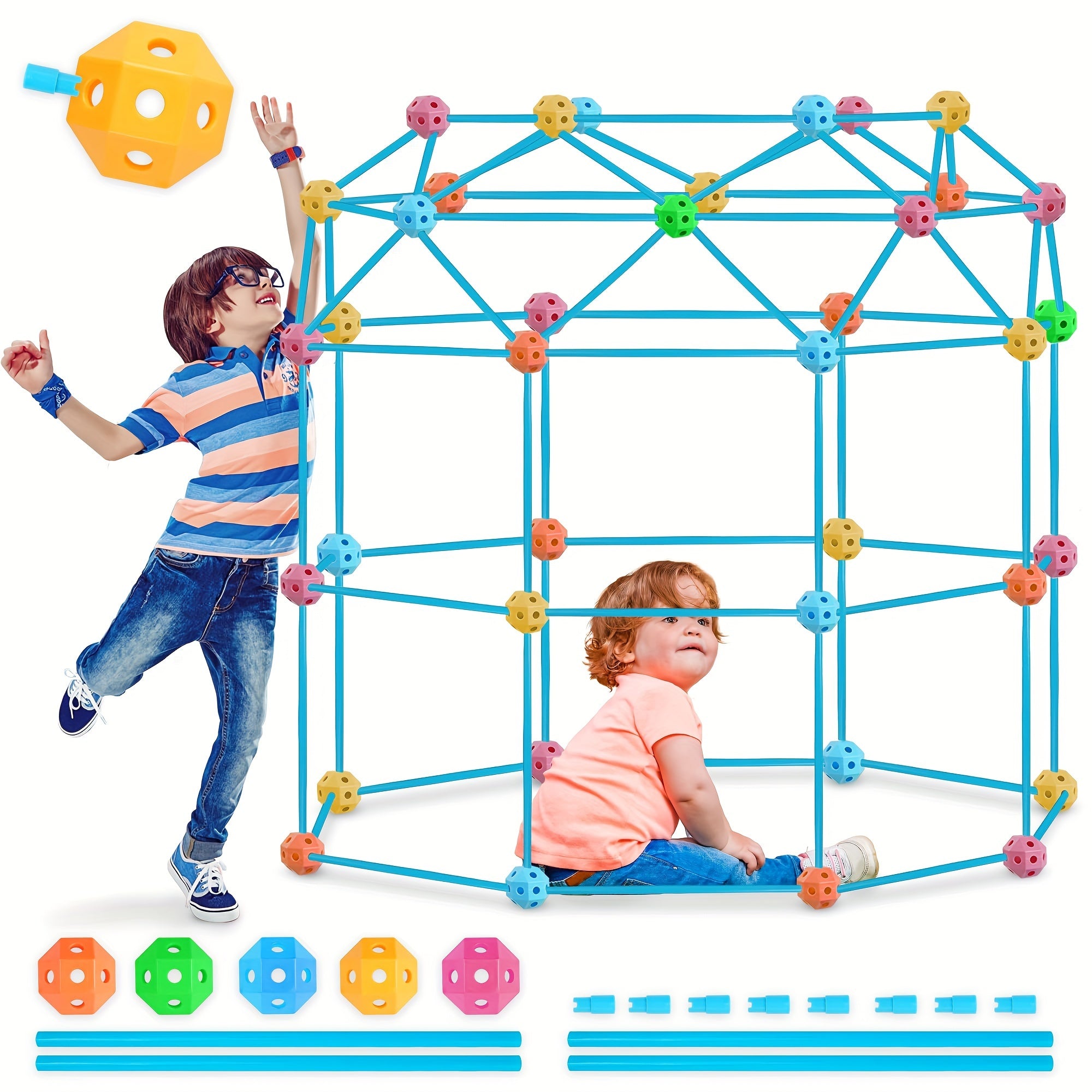 Fort Building Kit For Kids, STEM Construction Toys, Educational Gift For 4 5 6 7 8 9 10 11 12 Years Old Boys And Girls, Ultimate Creative Set For Indoor & Outdoors Activity
