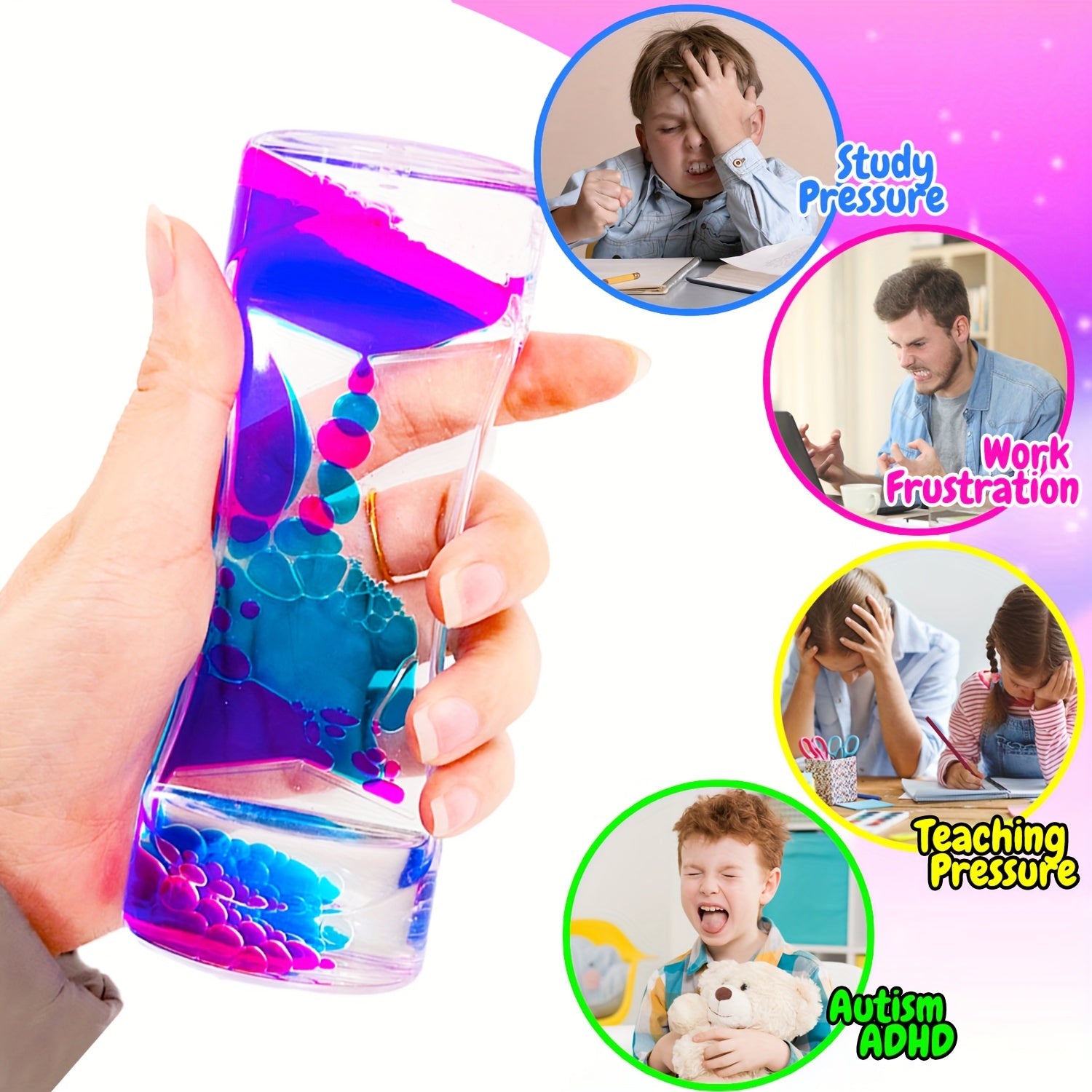 Liquid Motion Bubbler Sensory Toys - Calming Fidget Toys with Mesmerizing Visual Effects for Adults and Kids - Perfect Party Favors, Classroom Rewards, Christmas Stocking Stuffers and Goodie Bag Fillers