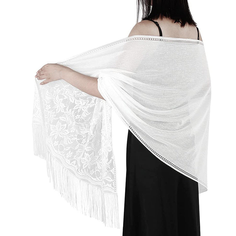 Solid Shawls Wraps For Evening Dresses Lightweight Scarfs For Women With Fringe Floral Lace Scarf For Wedding Party