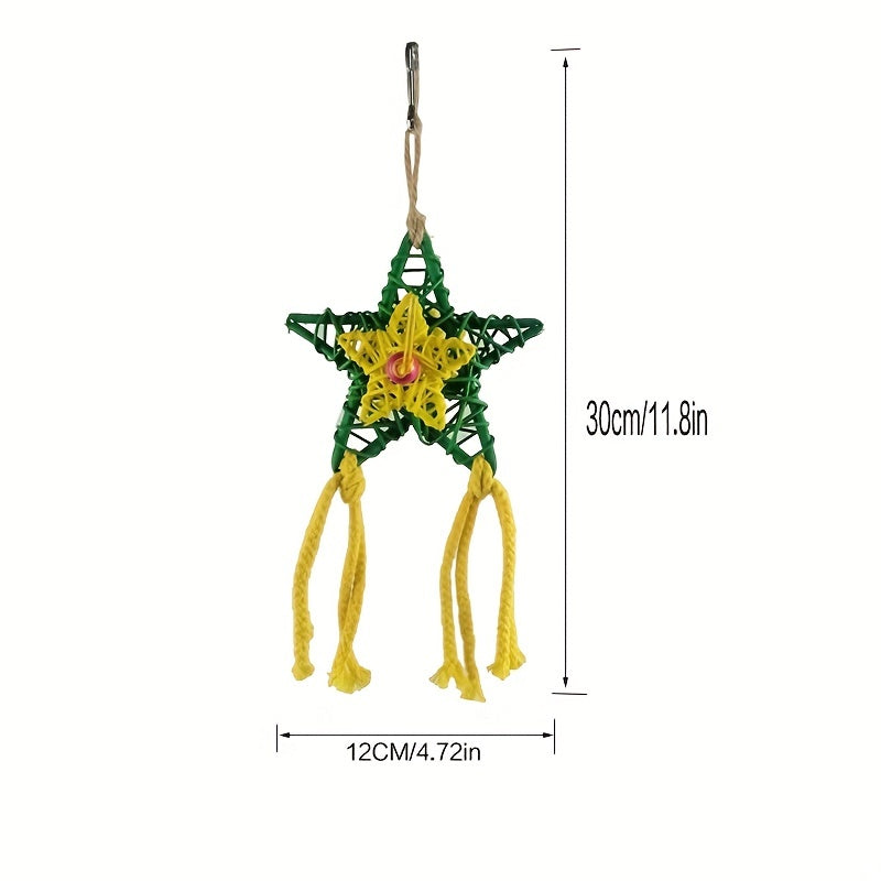 3pcs Vibrant Parrot Chew Toys with Natural Woven Perch - Colorful Hanging , Bird Toys