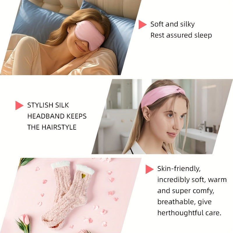 Bath Gift Set with Rose Scented Candles, Dried Flowers, Bath Salt Balls, Water Cups, Eye Masks, Gift Cards, Blankets, Soaps, Socks, Hair Ribbons, Can Be Used As Birthday, Christmas, Mother's Day, Valentine's Day Gifts for Fam