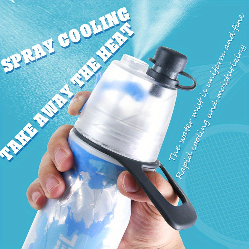 Creative Double-layer Sports Spray Water Bottle, Dual-purpose Plastic Squeeze Spray Bottle For Summer Outdoor Sports