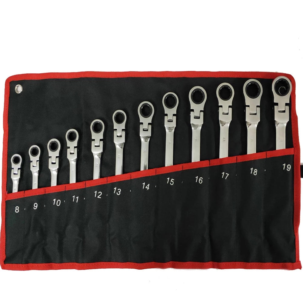 1pc/12pcs Ratchet Wrench Set | Dual-Use Flexible Head, Chrome Vanadium Steel, Automotive Manual Tools