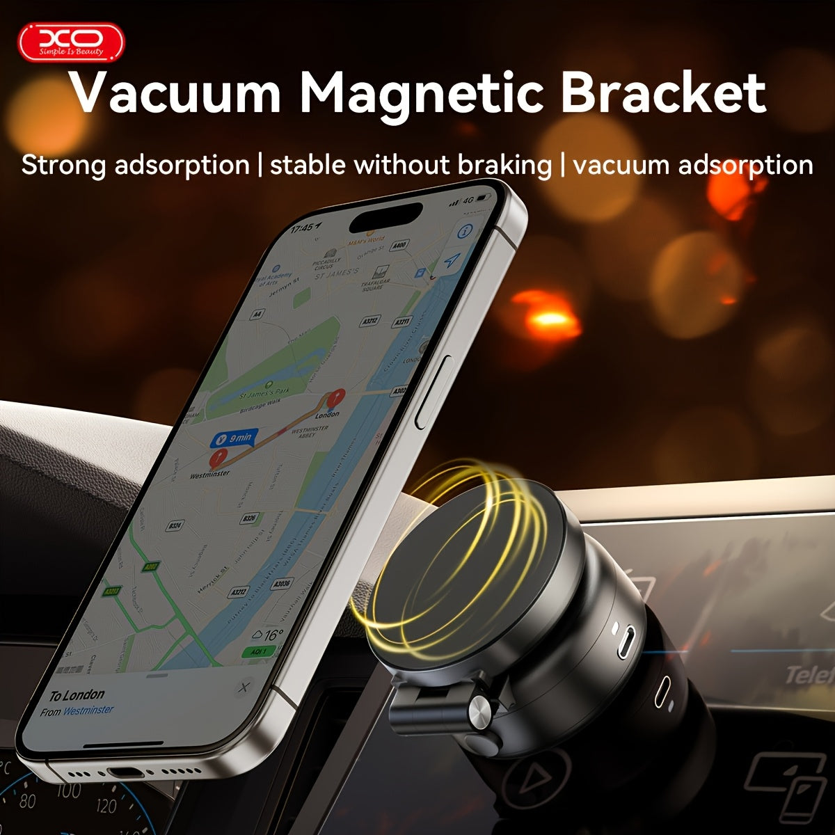 Car Mount Phone Holder For Vehicle, Vacuum Suction Design,