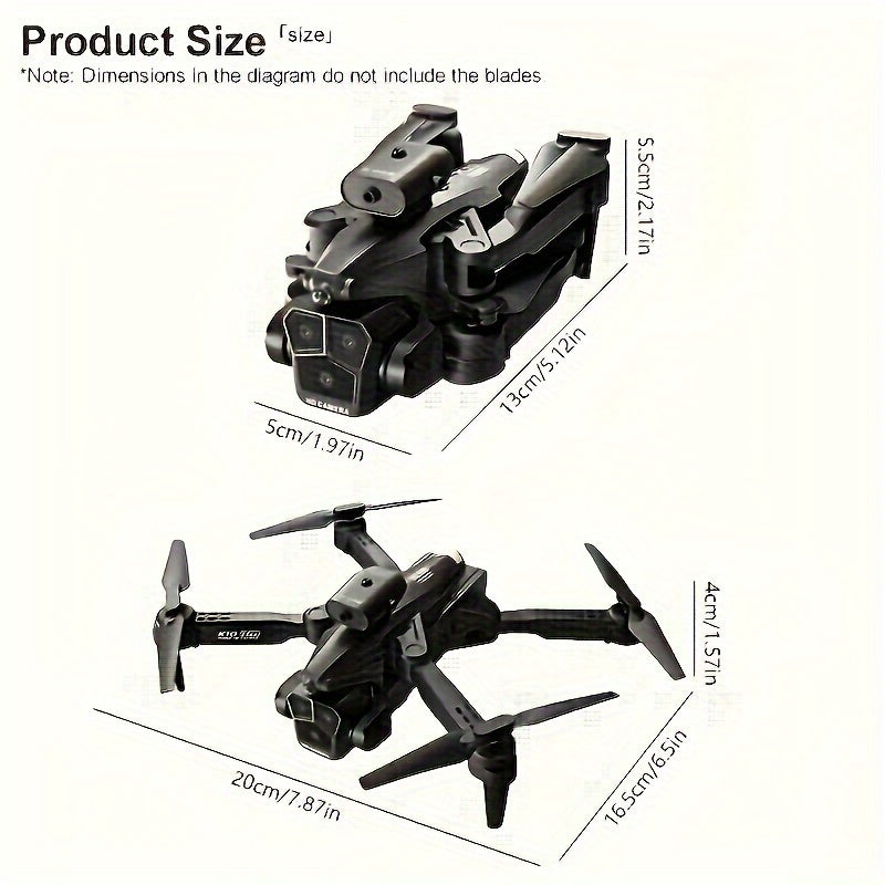 2.4Ghz Wifi FPV K10 MAX Triple-Camera RC Drone - 360° Obstacle Avoidance, Optical Flow Positioning, Headless Mode, One-key Take Off/Landing, Foldable Quadcopter Toys Drone with SD Three ESC Camera