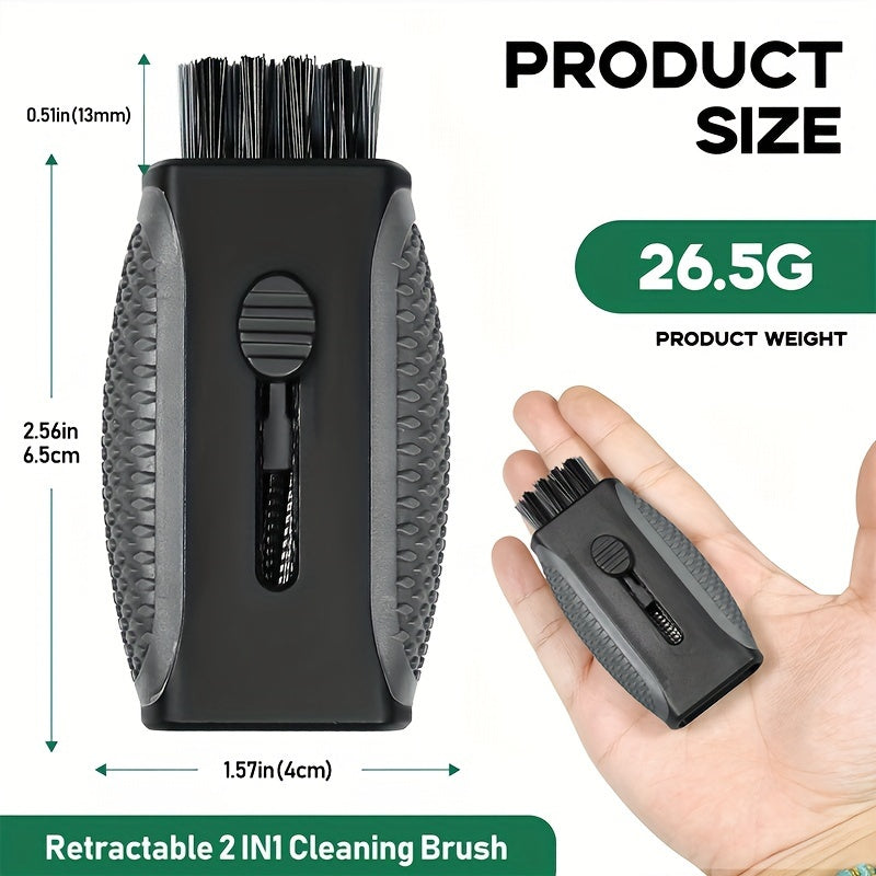 Retractable Pocket Golf Club Cleaning Brush Tool - Wire Brush Club Groove Double Side Cleaner, Golf Accessories
