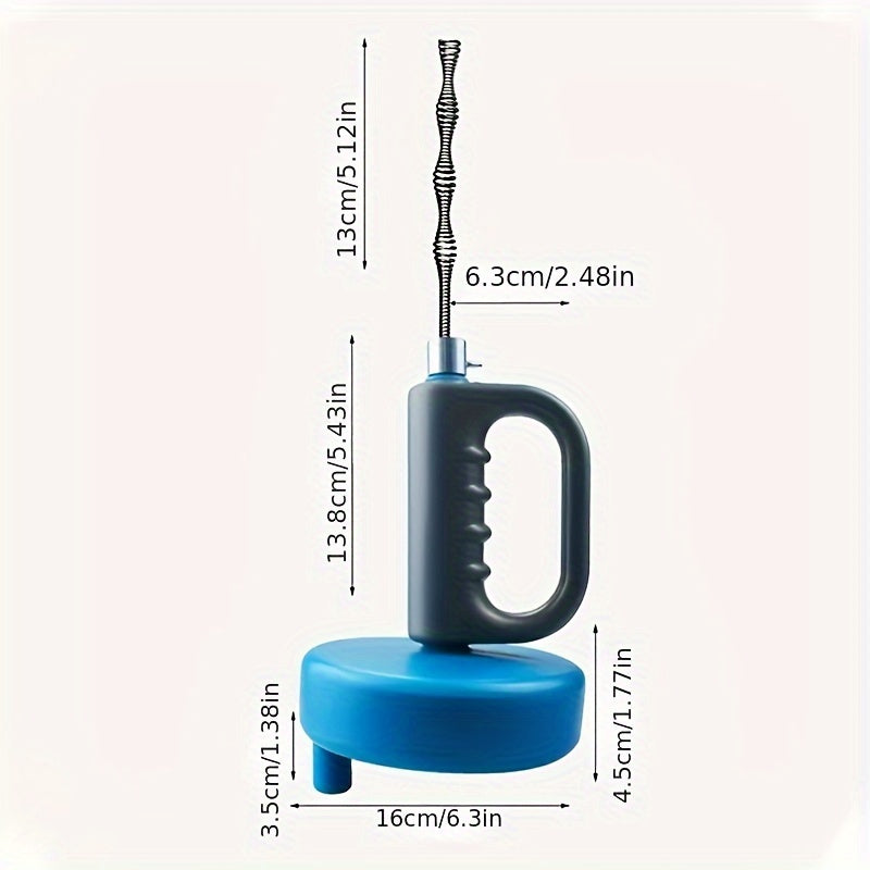 1pc Hand-Operated Pipe Dredger - Unclog Drains, Toilets, and Kitchens with Spring-Loaded Steel Wire - Effective Sewer Cleaning Tool for Home and Commercial Use