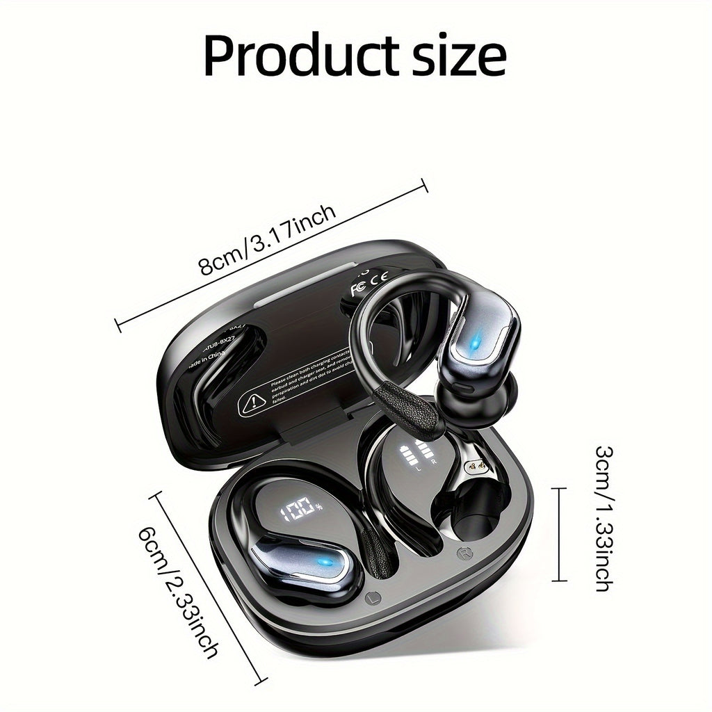 LIFEBEE New Wireless Earbuds for Running Sports, Wireless Earphones with Earhooks Pure Bass Sound, Over Ear Headphones ENC Noise Cancelling with Dual-LED Display, Earphones Built-in Microphone