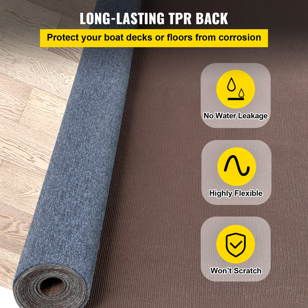 VEVOR Gray Marine Carpet 6 ft x 18 ft Boat Carpet Rugs Indoor Outdoor Rugs for Patio Deck Anti-Slide TPR Water-Proof Back Cut Outdoor Marine Carpeting Easy Clean Outdoor Carpet Roll