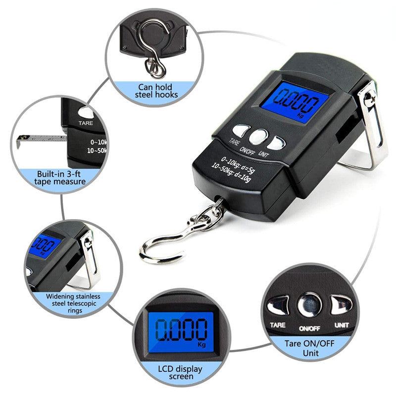 1pc Portable Digital Fishing Scale with Hanging Hook -