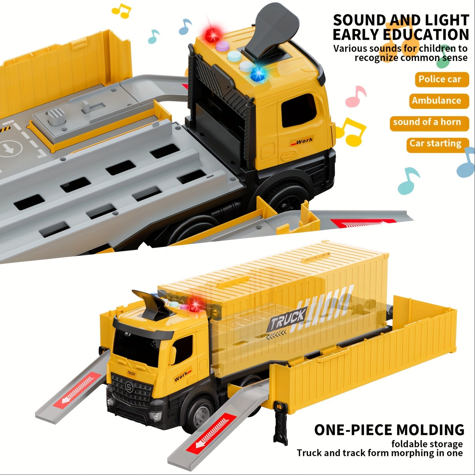 Construction Truck Toys Set - 3-6+ Years Old Boys' Carrier Truck with Crane, Excavator, Bulldozer, Dump Trucks, Cement Truck, Alloy Vehicle Toys for Christmas, Easter, Birthday Gifts