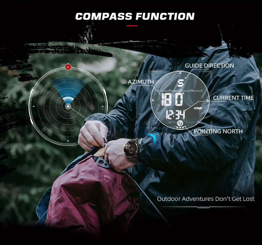 Mens Slim Sports Smartwatch - Water Resistant Chronograph Watch with Pedometer, Multi-Functional Wrist Watch with Carbon Fiber Strap for Fitness, Running, and Outdoor Activities