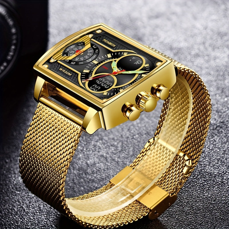 LIGE Men Watch FOXBOX Fashion Square Watch Sports Double Display Watch, Ideal Choice For Gifts