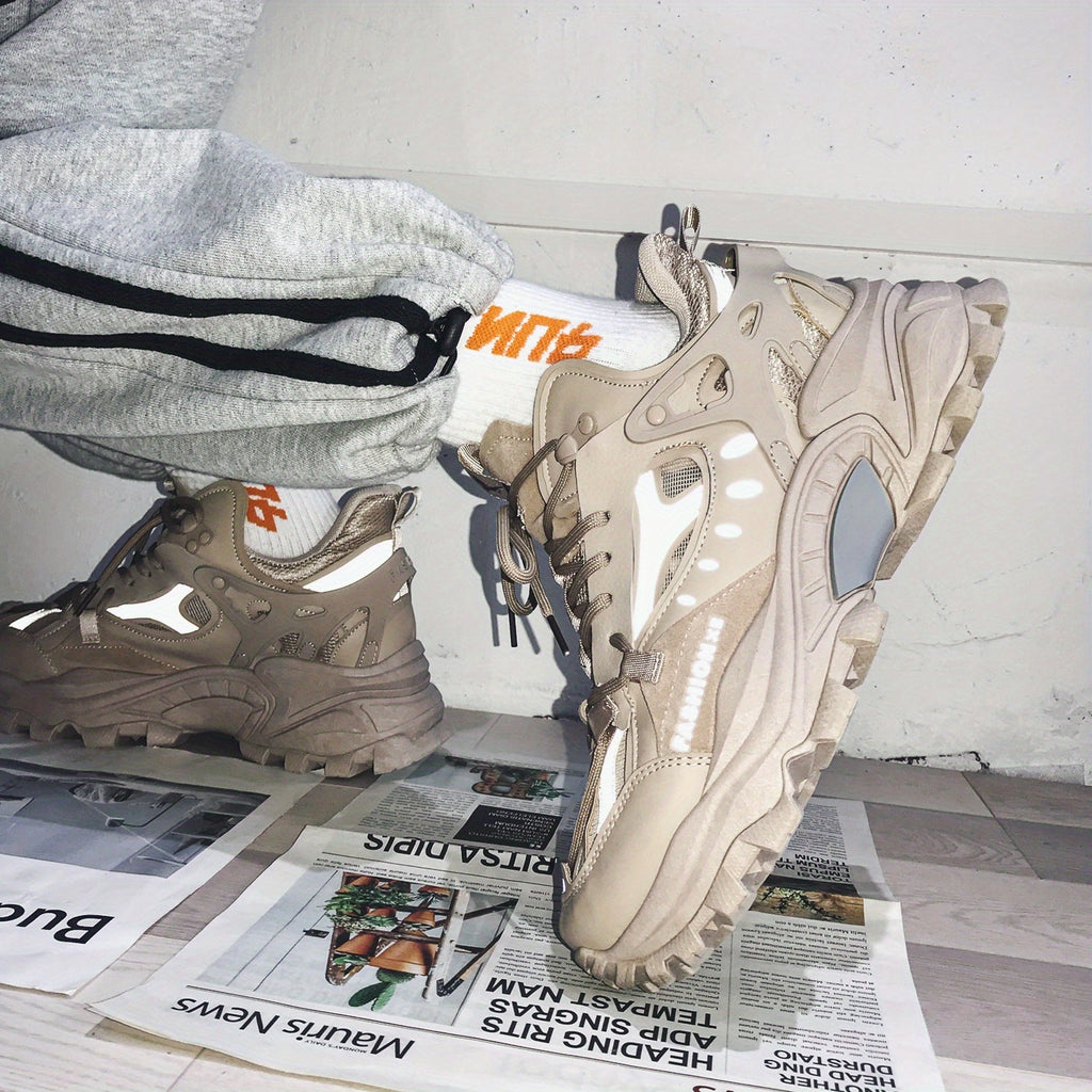 [1 Pair Men'S Cloud Pattern Sneakers] Round Toe Lace-Up  Athletic Sneakers, Sports , Breathable Fabric