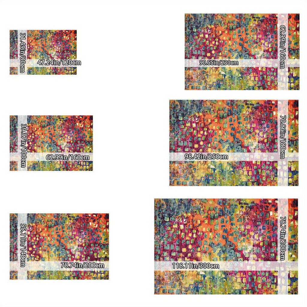 1pc ADSUVAN Luxurious Velvet Area Rug - 800g/m² Plush Polyester, Non-Slip Backing, Vibrant Abstract Design in Warm & Cool Tones, Perfect for Living Room, Bedroom, Sofa, Entryway, and More, Versatile Area Rug | Vibrant Design