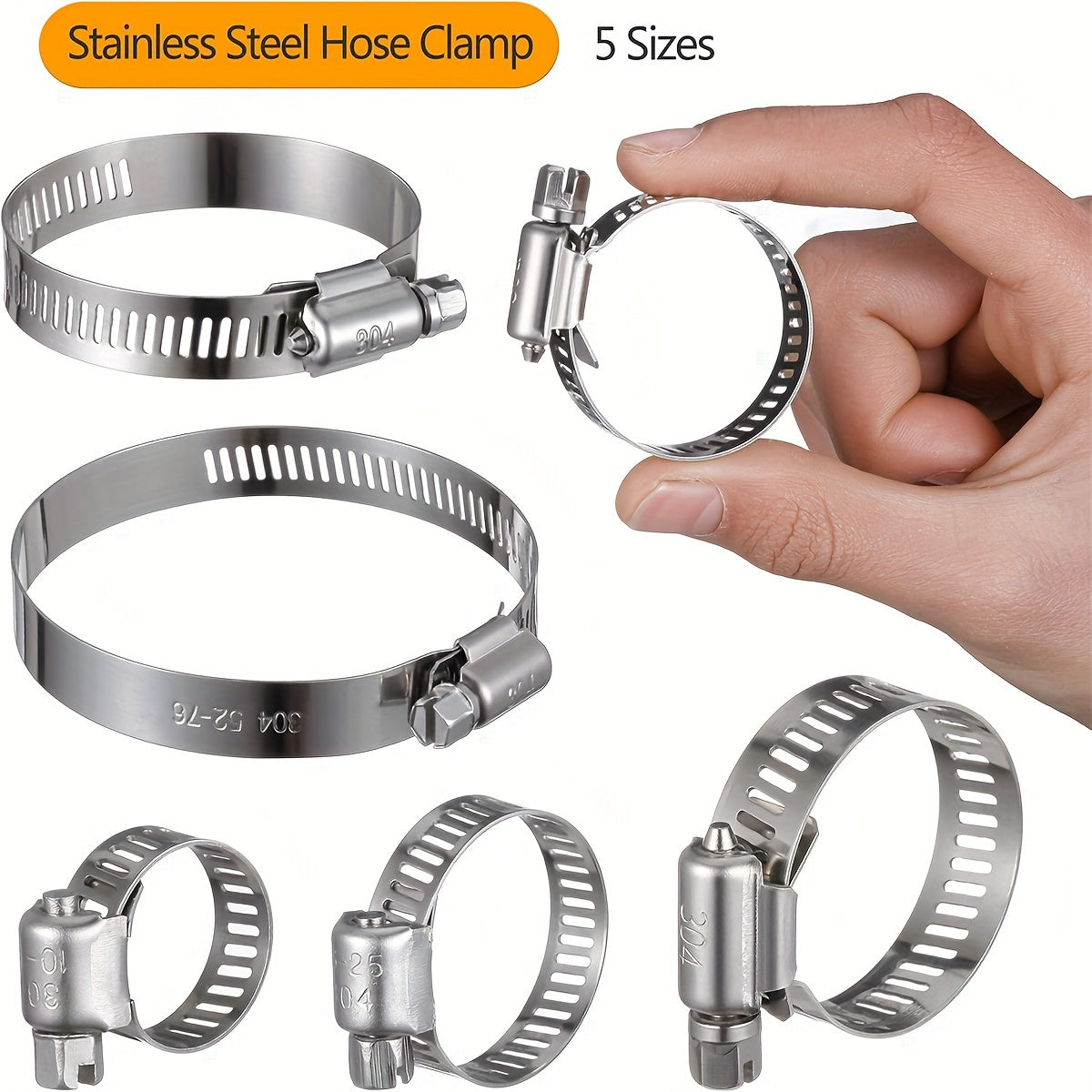 25pcs Heavy-Duty 304 Stainless Steel Hose Clamp Assortment Kit
