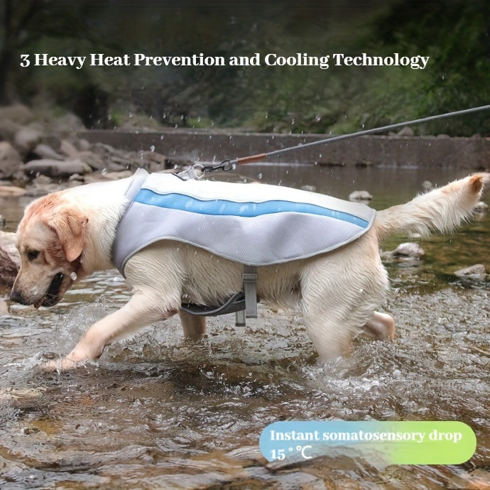 3-In-1 Dog Cooling Kit: Breathable Vest & 2 Freezable Chew Toys For Medium/Large Breeds - Zip Closure, Cotton Blend
