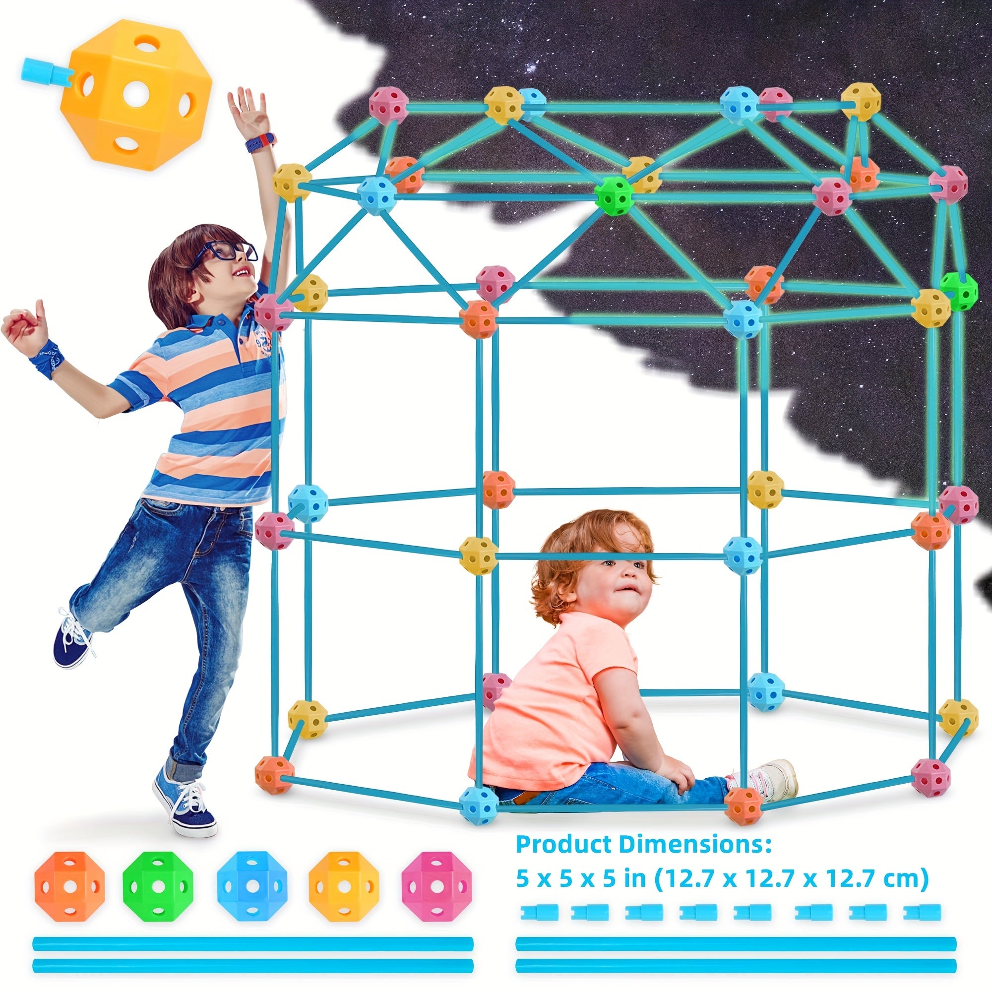 Fort Building Kit For Kids, STEM Construction Toys, Educational Gift For 4 5 6 7 8 9 10 11 12 Years Old Boys And Girls, Ultimate Creative Set For Indoor & Outdoors Activity