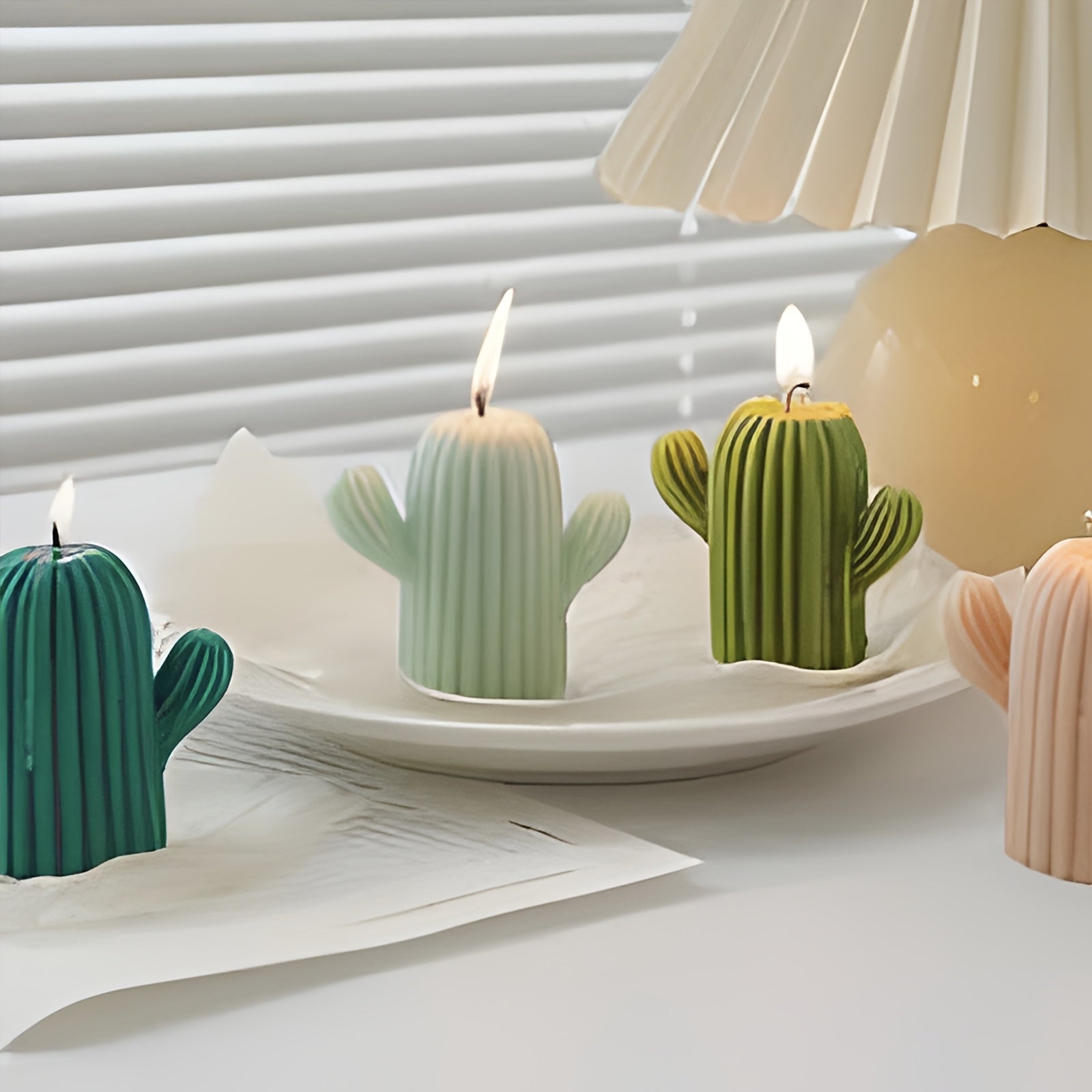 Rejuuv Cactus Shaped Scented Candle, Scented Candle For Wedding Holiday Decor, Handmade Soy Wax Aesthetic Candles For Women With Sage And Sea Salt Fragrance