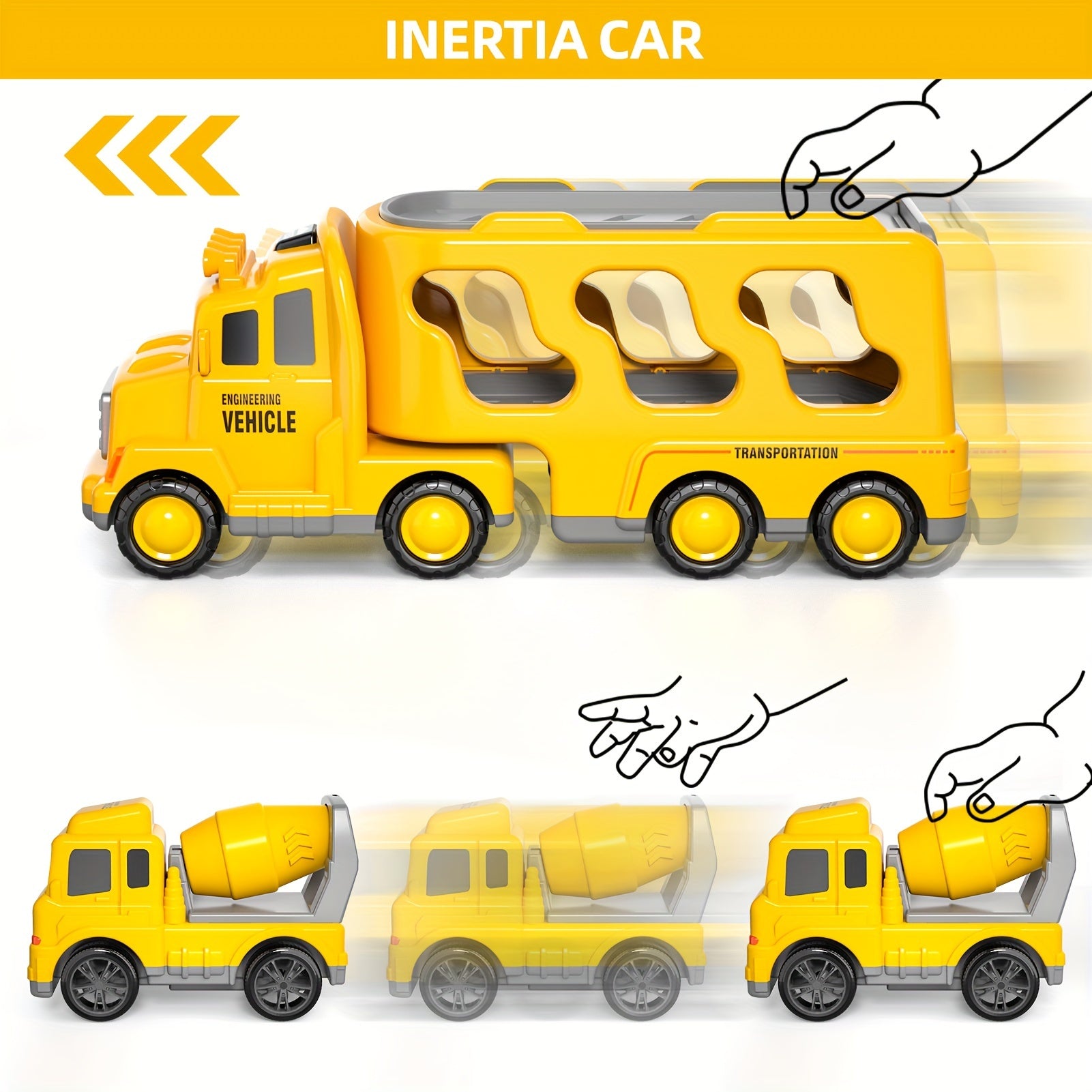 Kids Car Toys, 7 In 1 Construction Car Trucks Playset With Play Mat & Accessories, Birthday Halloween Christmas Gifts For Kids Boys Girls