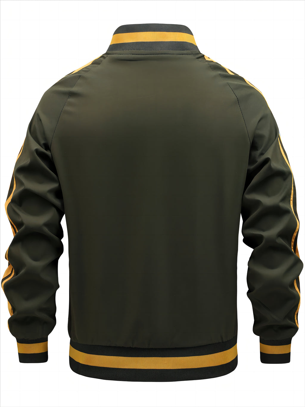 Men's Color Block Graphic Sports Jacket, Casual Striped Zip Up Varsity Jacket For Outdoor Fall Winter