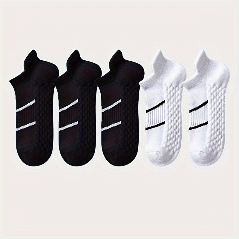 5 Pairs of Thin Mesh Men's Professional Sports Socks, Breathable Sweat-absorbing Anti-odor with Ear Lifting Heel Guard