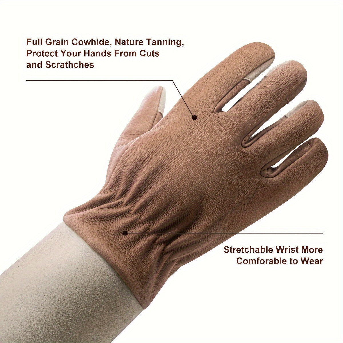 1 Pair Long Gardening Gloves for Men & Women, Thorn Proof Rose Pruning Gloves Genuine Leather Gauntlets Garden Gloves Yard Work Gloves