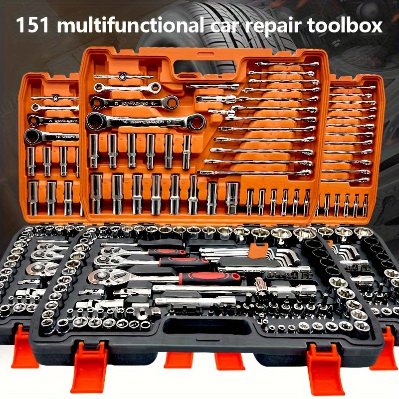 53/82/121/151PCS Heavy Duty socket Set, (5/16 Inches to 3/4 Inches) And Metric