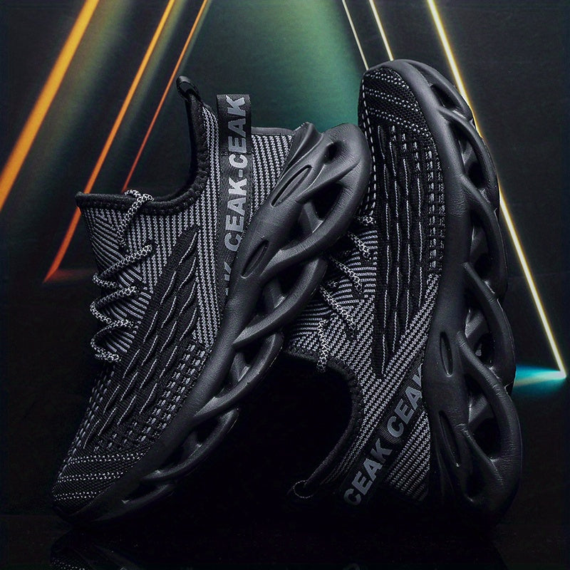 Men'S Lightweight Fashion Plus Size Casual Sports Shoes | Stripe Pattern, Lace Closure, Fabric Upper, MD Sole, Round Toe, Suitable for Spring and Summer