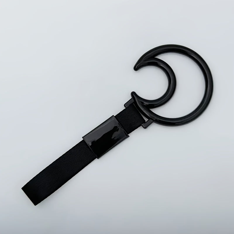 JDM Racing Moon Anti Static Car Pendant - Durable PVC & Nylon Drift Pendant with Safety Warning Ring, Multi-functional Automotive Traction Strap | Decorative & Functional Automotive Accessory