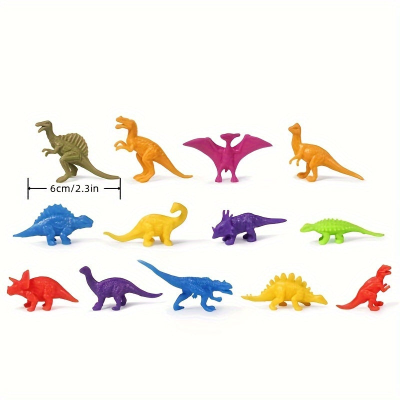 50 Soft Rubber Dinosaur Toys - Random Selection of High-Quality Plastic Mini Dinosaurs, Suitable for Ages 3-6