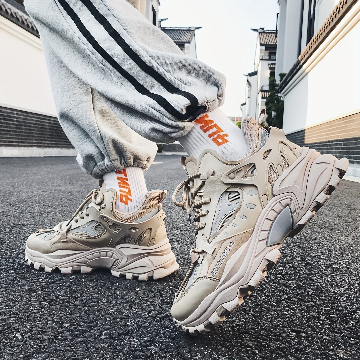 [1 Pair Men'S Cloud Pattern Sneakers] Round Toe Lace-Up  Athletic Sneakers, Sports , Breathable Fabric