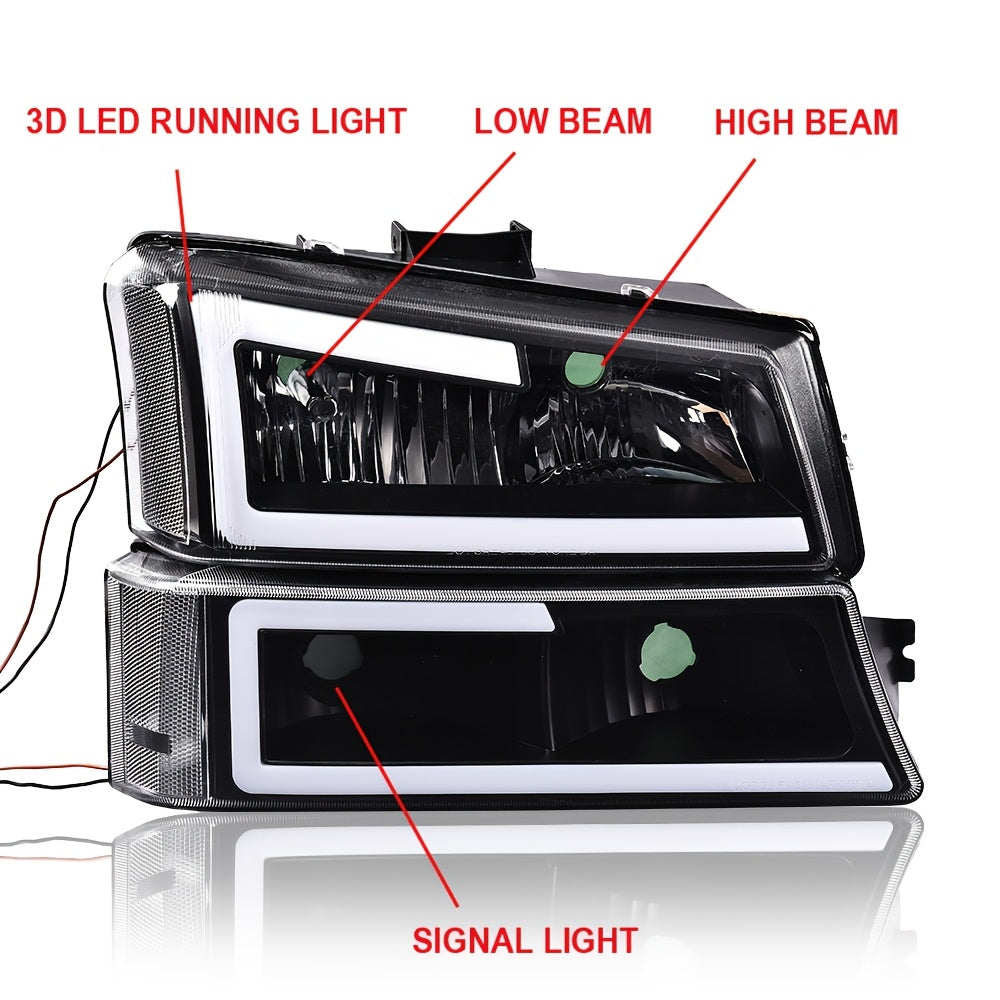 LED Headlight Left & Right Fit for Chevy for Silverado 1500 2500 3500 HD