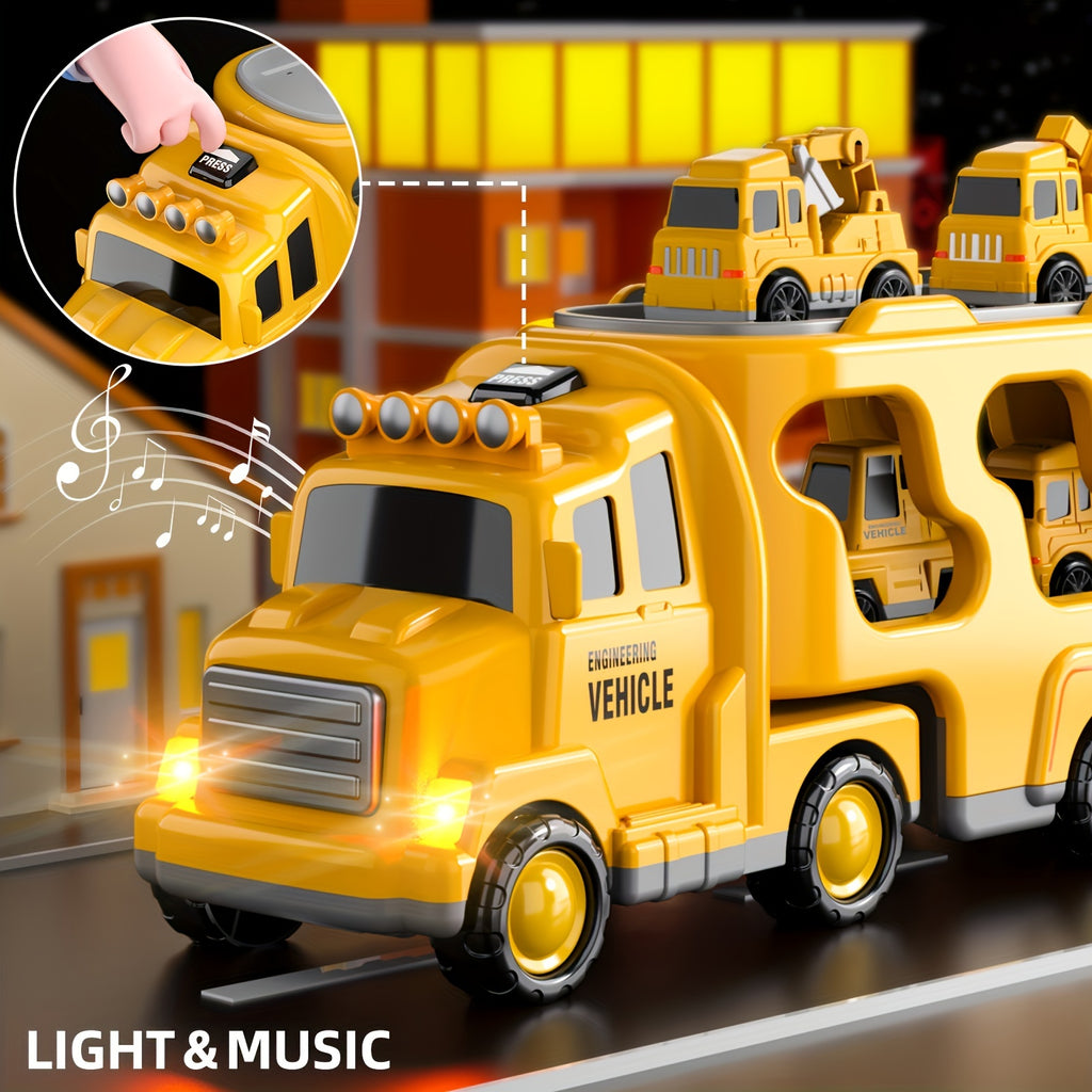 Kids Car Toys, 7 In 1 Construction Car Trucks Playset With Play Mat & Accessories, Birthday Halloween Christmas Gifts For Kids Boys Girls