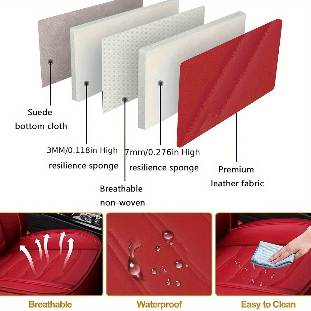 Red Sporty 5 Seat Full Set Car Seat Covers Waterproof Automotive