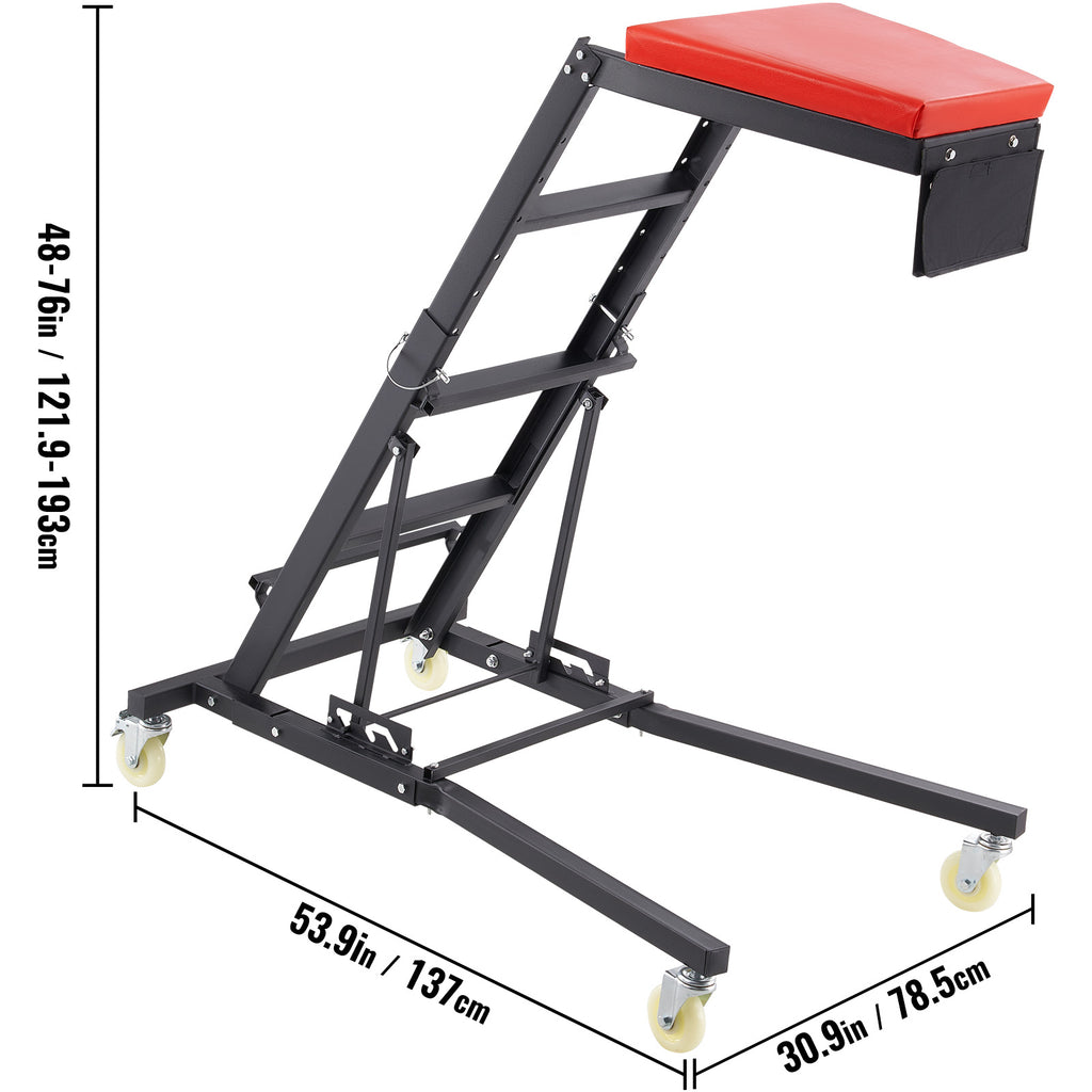 VEVOR Top Automotive Creeper, 48"-76" Adjustable Height Foldable Creeper, 400 LBS Capacity High Creeper, 4 Swivel Caster Wheels, Heavy Duty Work Creeper for Auto Repair and Maintenance