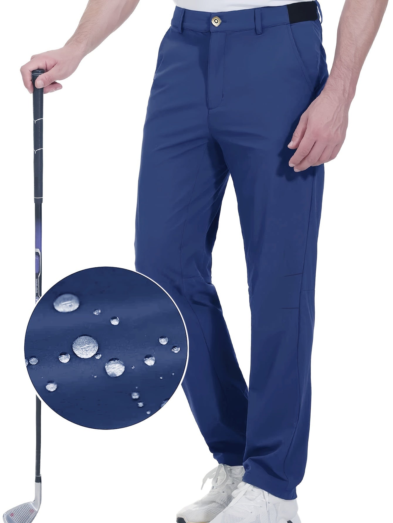 Men's Golf Pants, Men's Solid Waterproof Mid Stretch Lightweight Casual Dress Pants With Pockets, Men's Bottoms For Sports