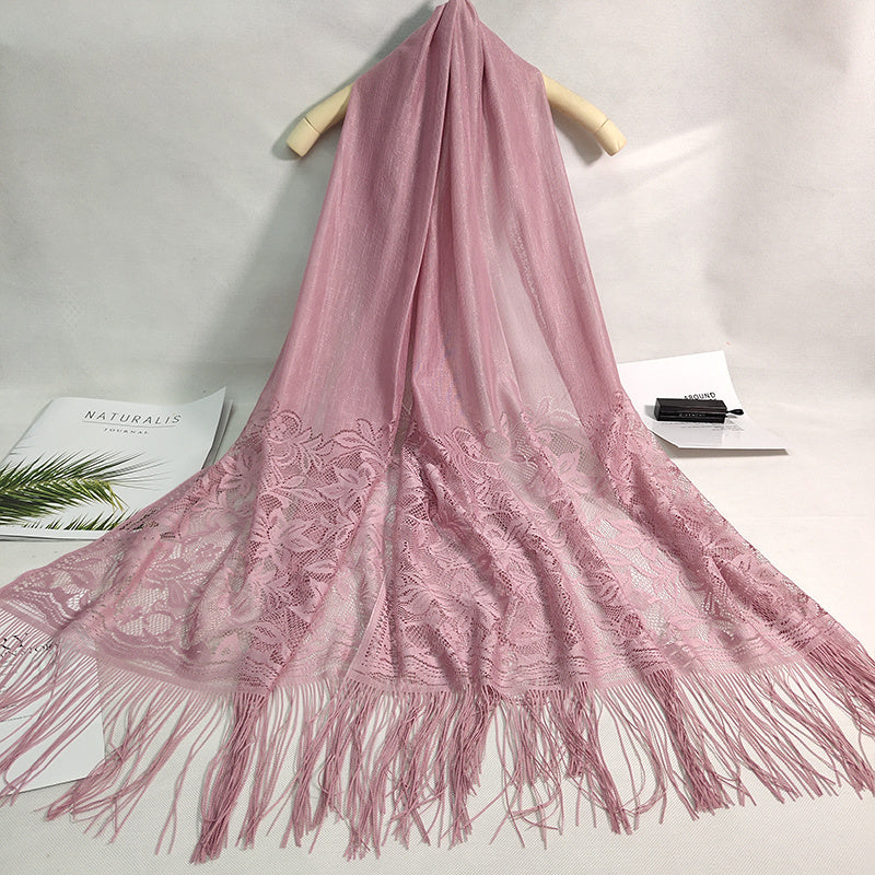 Solid Shawls Wraps For Evening Dresses Lightweight Scarfs For Women With Fringe Floral Lace Scarf For Wedding Party