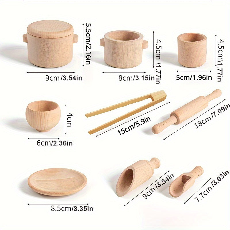 Montessori Wooden Play Kitchen Set for Kids - Pretend Tea Time & Home Experience, Educational Sensory Toys for Preschoolers