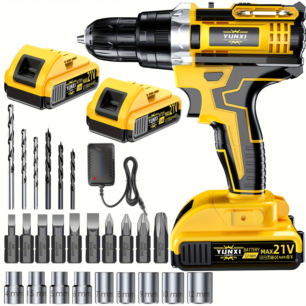 21V Cordless Drill Set Impact Drill with Battery And Quick Charger