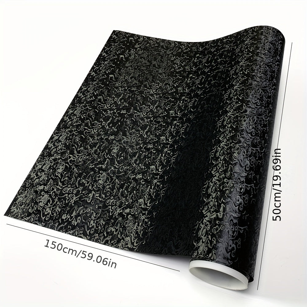 50x150cm Black Ghost Pattern PET Vinyl Wrap Roll - Premium Self-Adhesive,