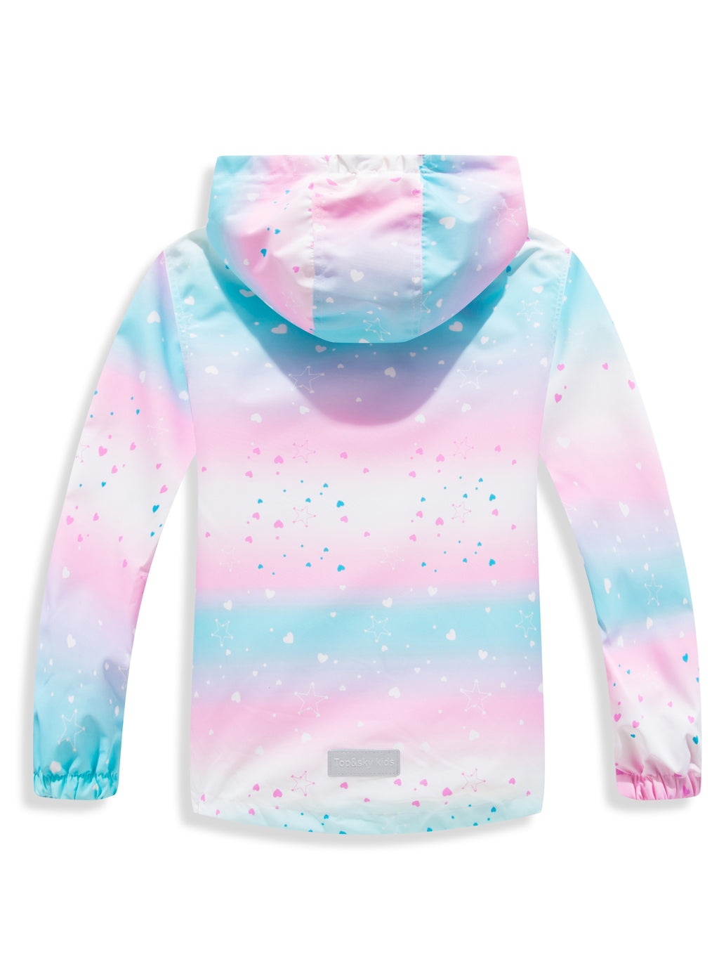 Vibrant Gradient Rain Jacket for Kids - Waterproof, Lightweight, Fleece Lined, Hooded, Windbreaker Coat with Removable Hood for Girls - Perfect for Outdoor Play and School Days