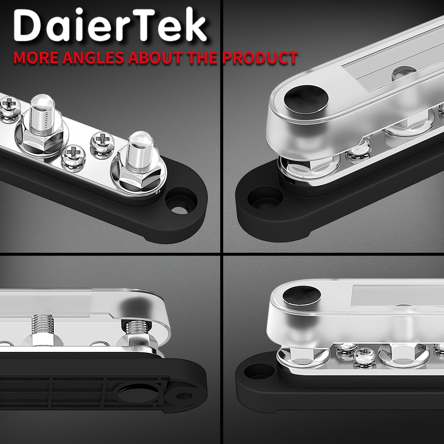 12V Bus Bar Terminal Block 4 x 5/16" (M8) Terminal Stud 6 x #8 (M4) Screw Terminal Positive & Ground Power Distribution Block With Cover Marine Battery Bus Bar For Automotive Car Boat