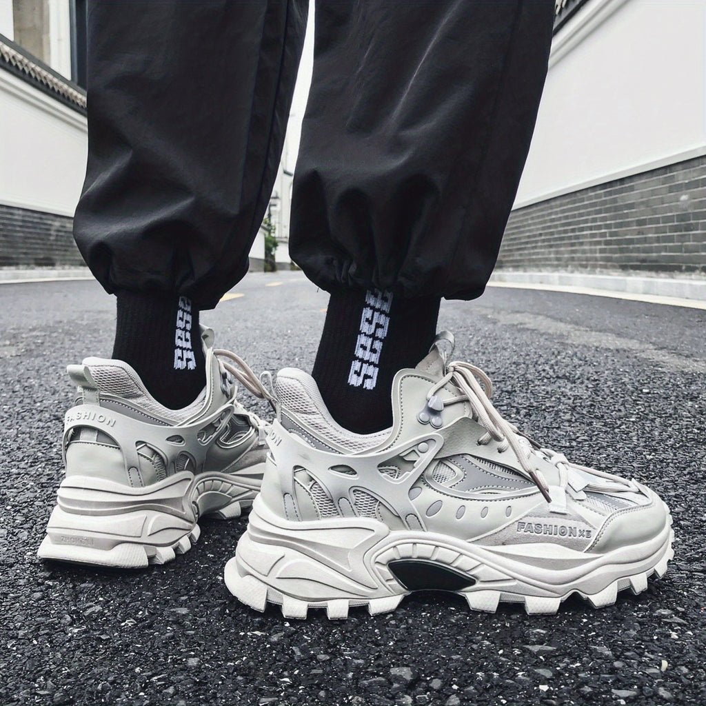 [1 Pair Men'S Cloud Pattern Sneakers] Round Toe Lace-Up  Athletic Sneakers, Sports , Breathable Fabric