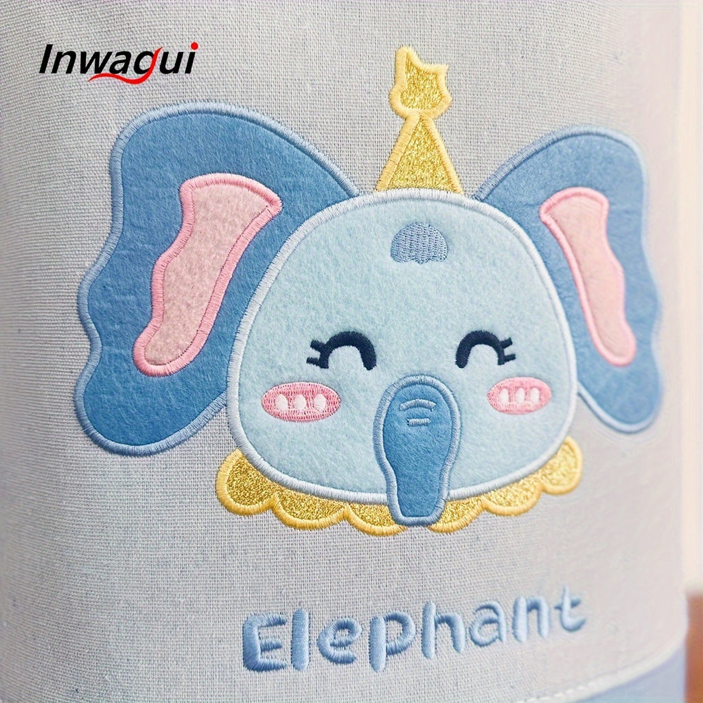Inwagui Animal-Themed Foldable Storage Basket - Thick Fabric, Elephant, Rabbit & Alpaca Designs with Handles for Clothes, Toys, Books Organizer - Modern Home Decor, for Spring