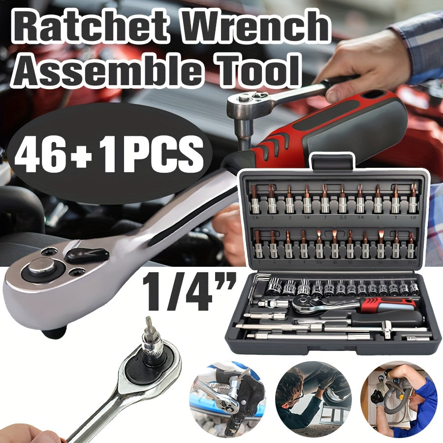 Premium 46pcs Professional Tool Kit, Car/bike Repair Tool Set with 1/4-inch Drive Depth